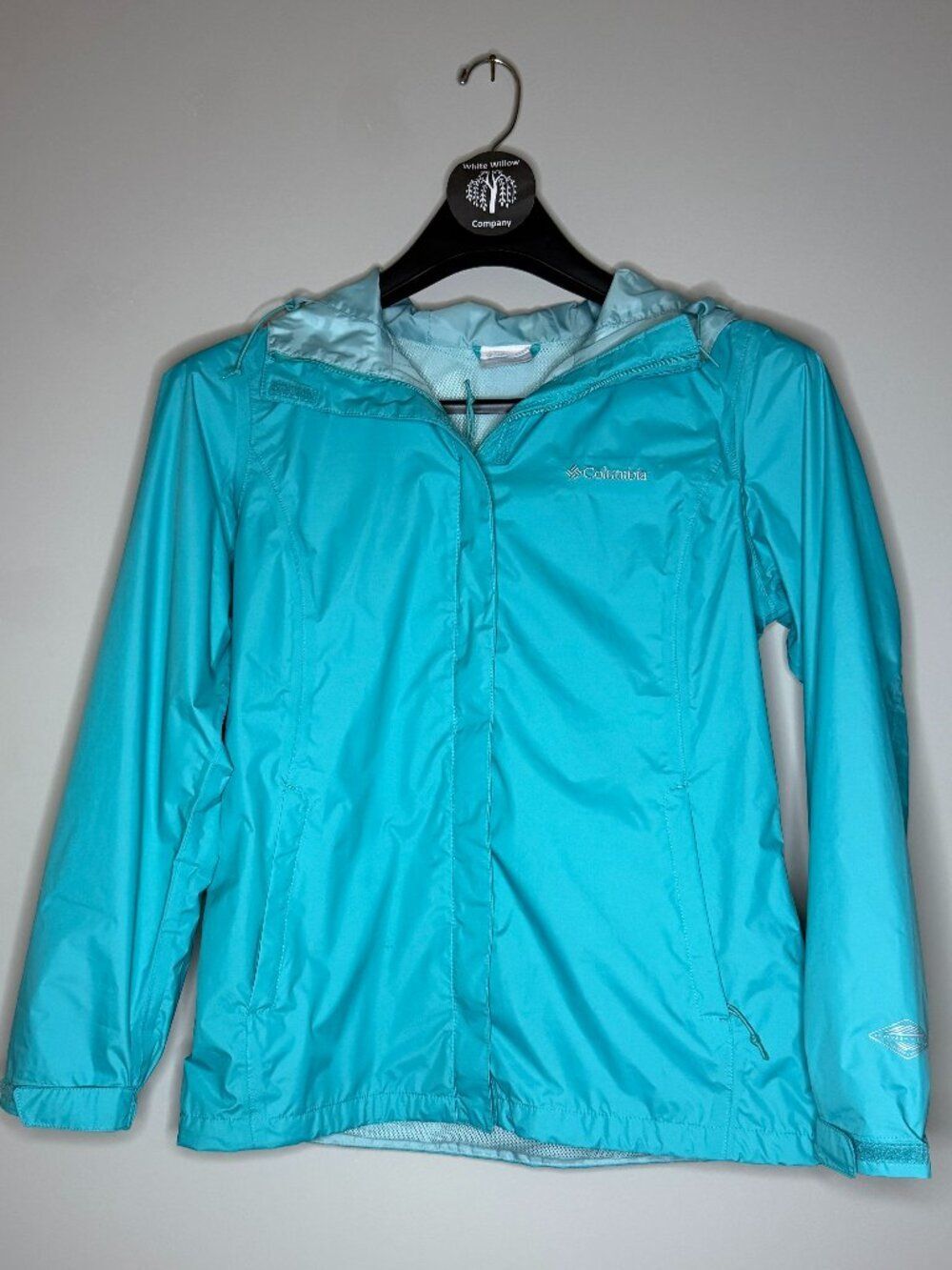 Columbia Women's Turquoise Rain Jacket with Hood Size Medium